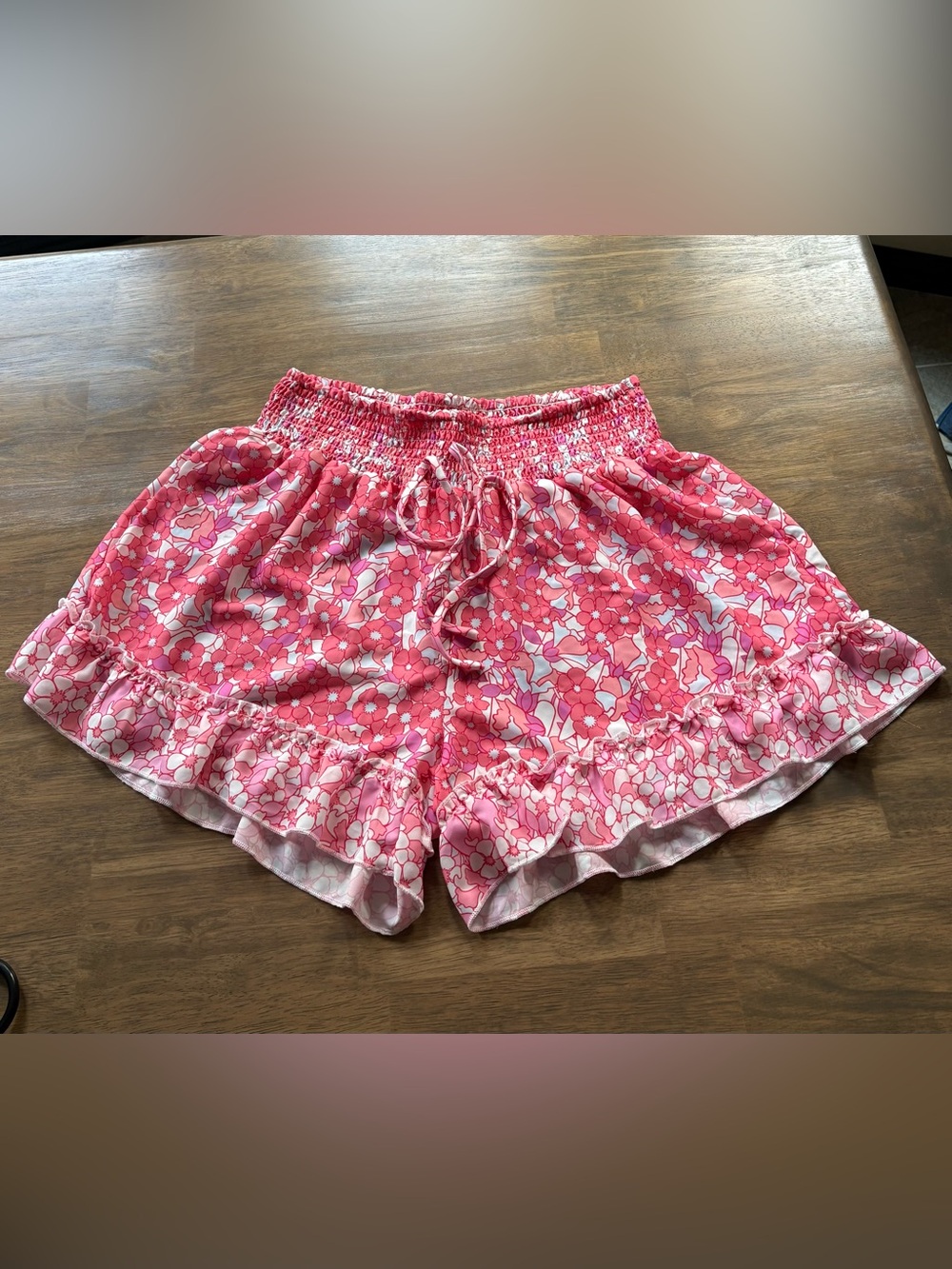 Simply Southern Pink Floral Ruffle High-Waist Shorts